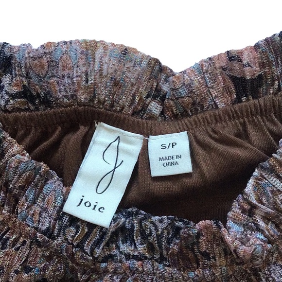 Joie Ruffle Mock Neck Sheer Sleeves Blouse Top, size S - Picture 3 of 12